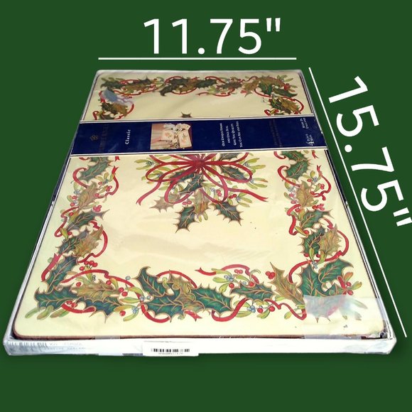 Pimpernel Festive Garland Cork Backed Placemats Set of 4 FACTORY SEALED England - Picture 6 of 8
